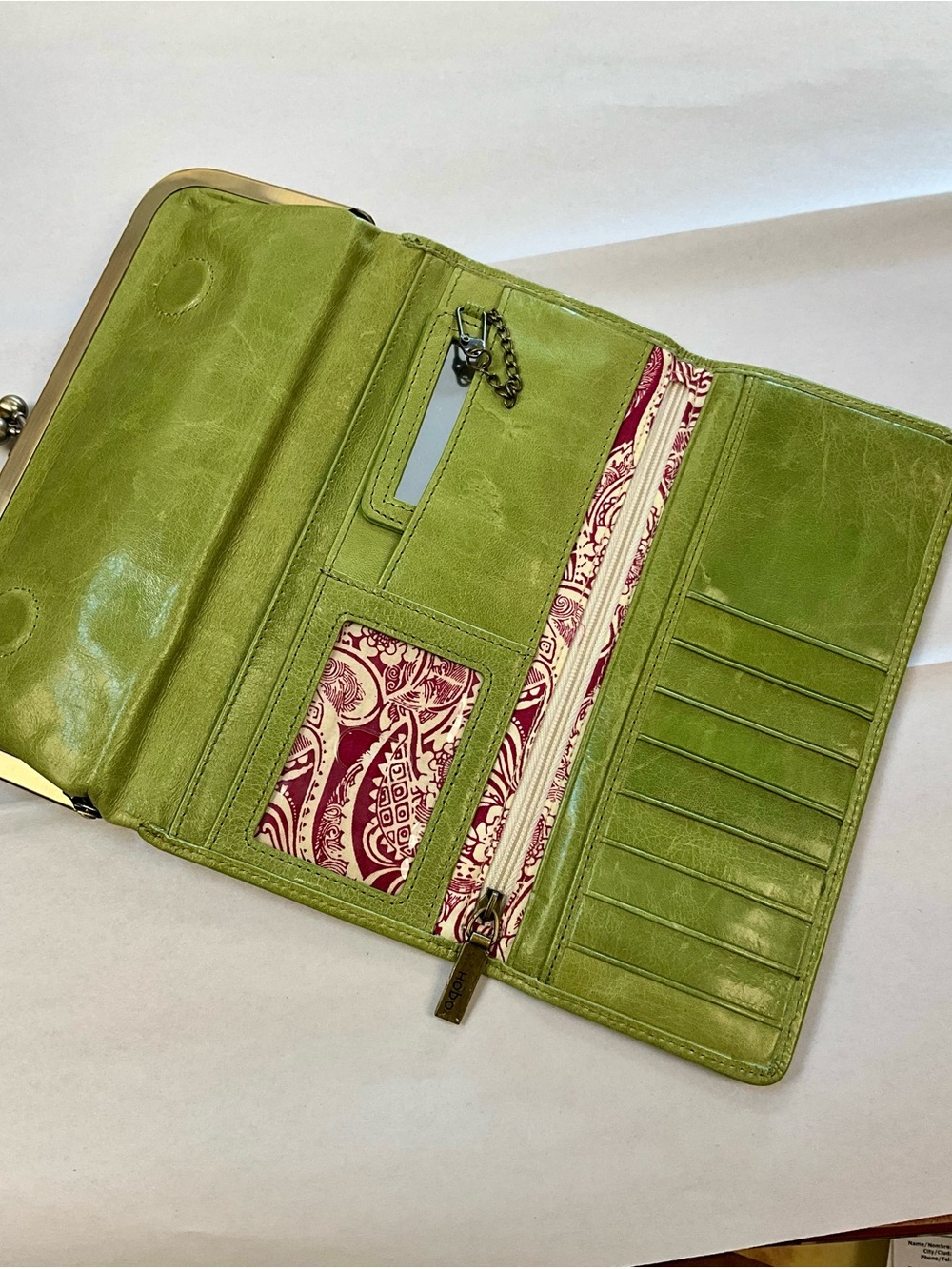 HOBO Olive Green Leather Frame Wallet Clutch - Picture 11 of 13